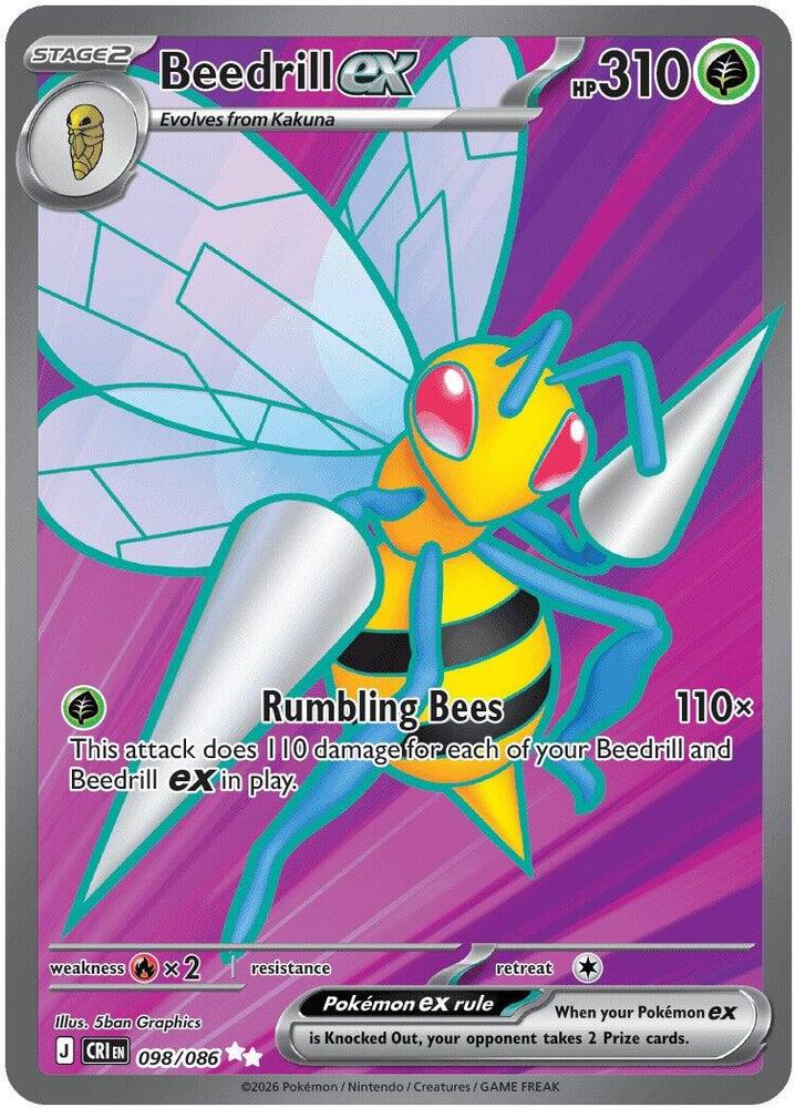 Beedrill ex 098/086 - ME Chaos Rising Pokémon kaart kopen - Elite TCG Shop
