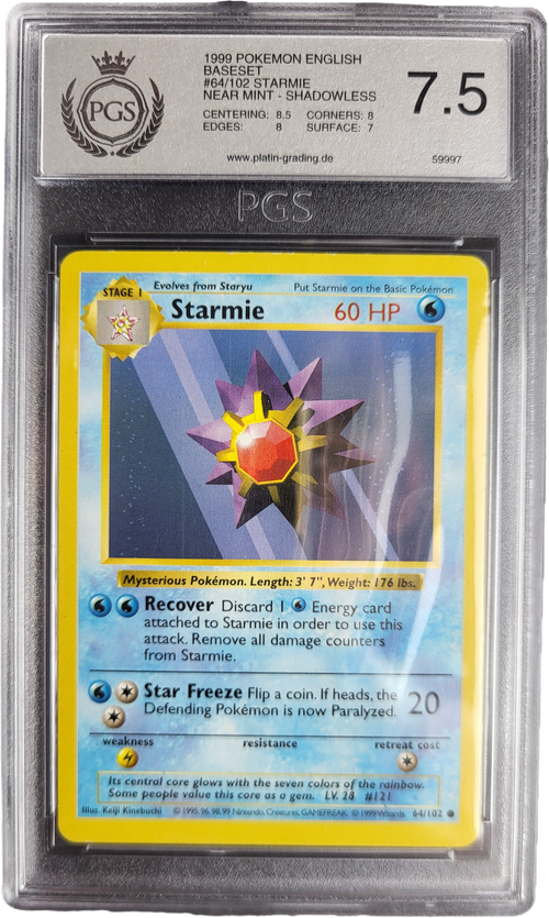 Starmie 64/102 - 1999 Base Set Shadowless PGS 7.5