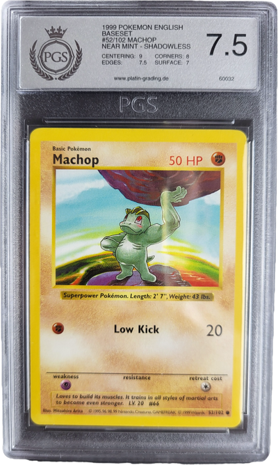 Machop 52/102 - 1999 Base Set Shadowless PGS 7.5