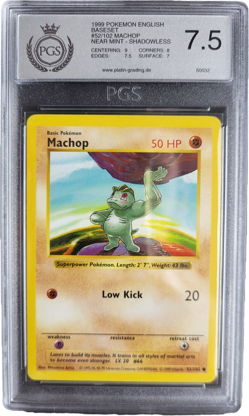Machop 52/102 - 1999 Base Set Shadowless PGS 7.5