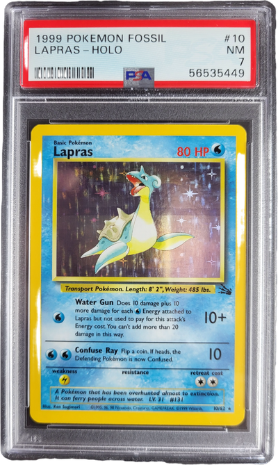 Lapras 10/62 - 1999 Fossil Set Holofoil PSA 7