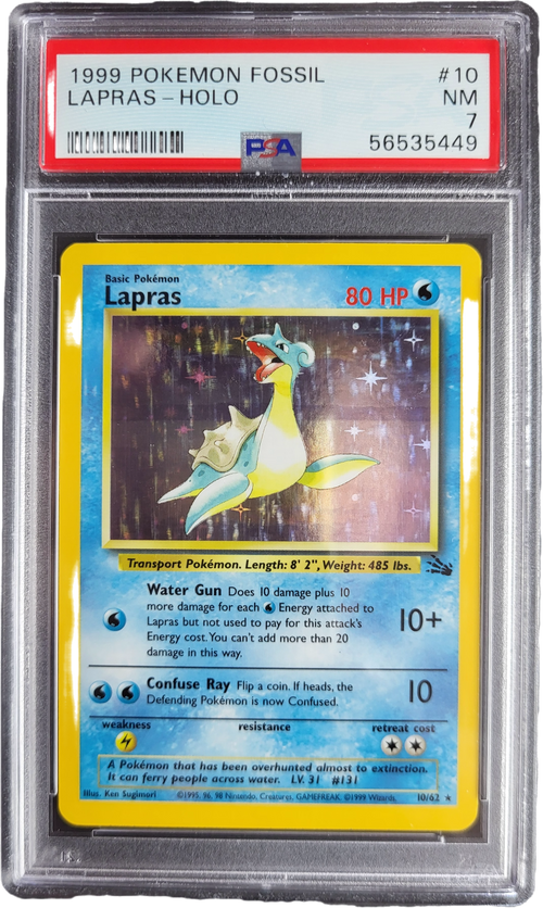 Lapras 10/62 - 1999 Fossil Set Holofoil PSA 7