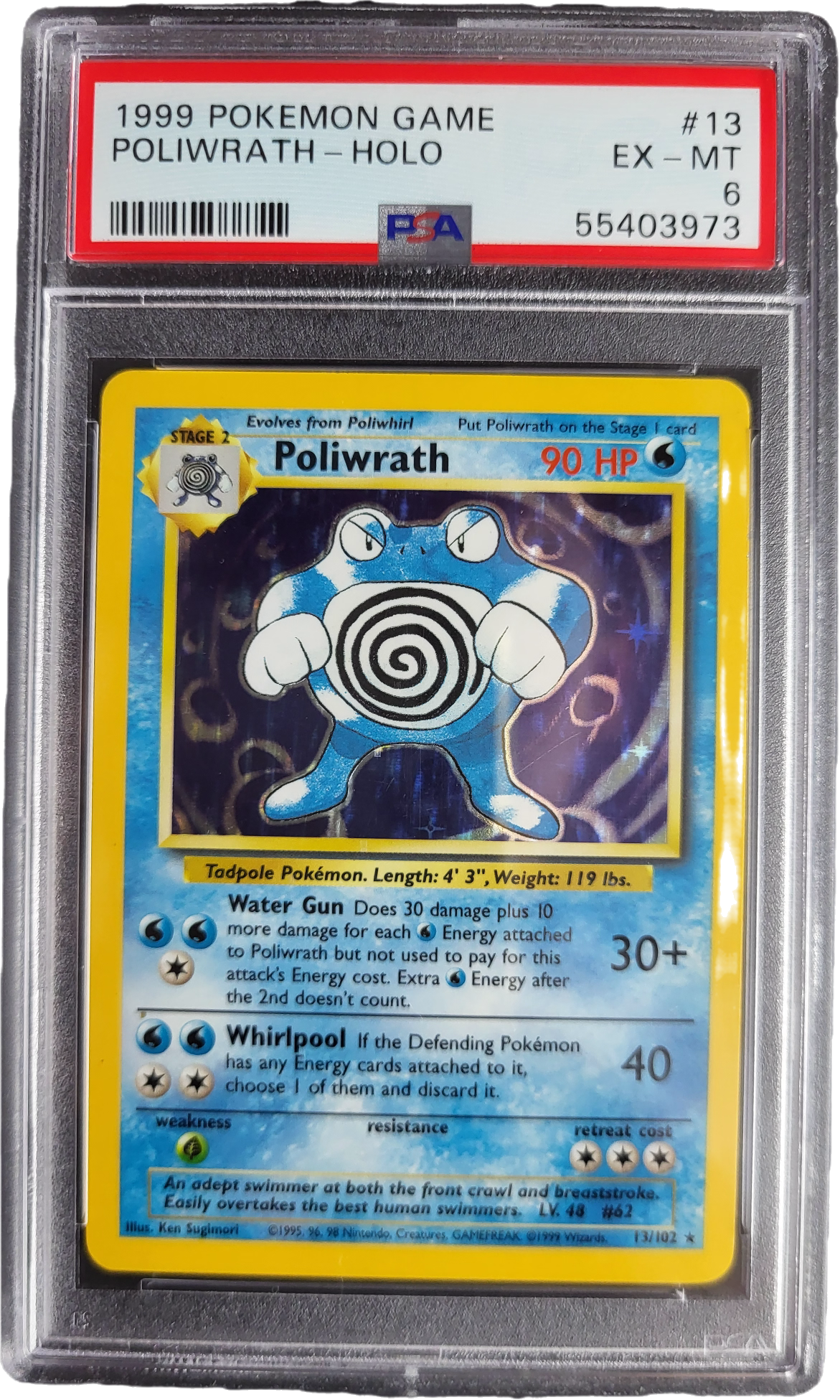 Poliwrath 13/102 - 1999 Base Set Holofoil PSA 6