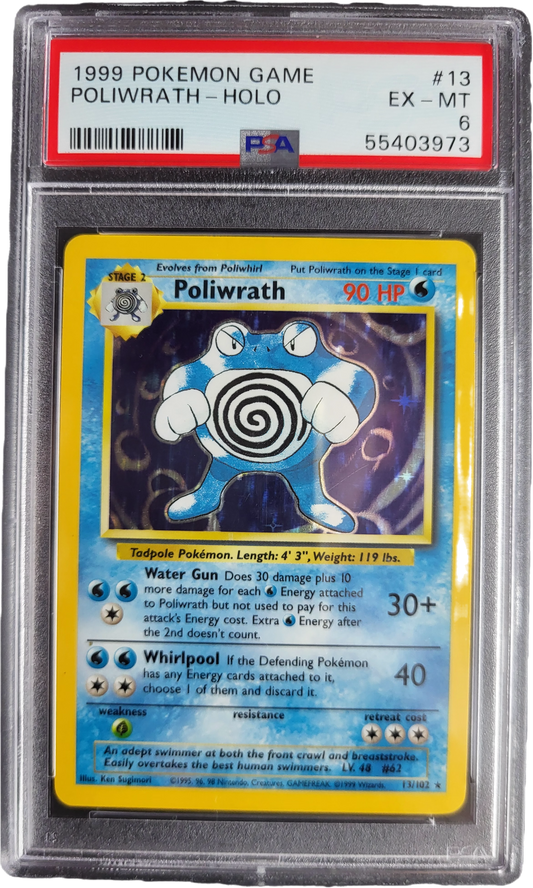 Poliwrath 13/102 - 1999 Base Set Holofoil PSA 6