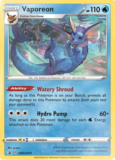 Vaporeon SWSH072 - SWSH: Sword & Shield Promo