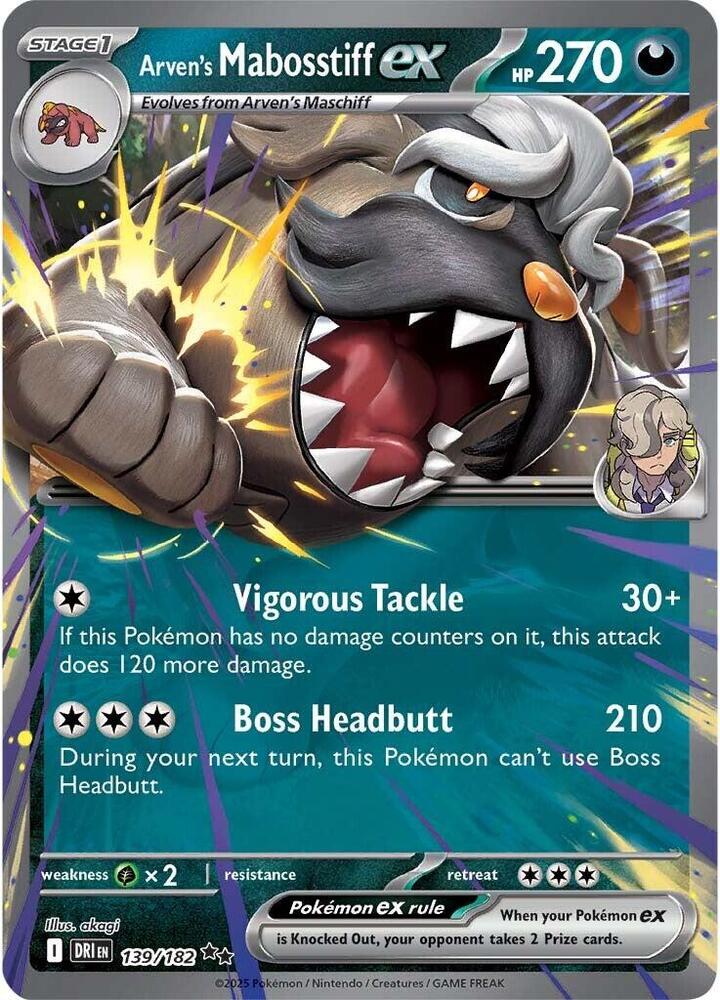 Arven's Mabosstiff ex 139/182 - Destined Rivals Pokémon kaart kopen - Elite TCG Shop