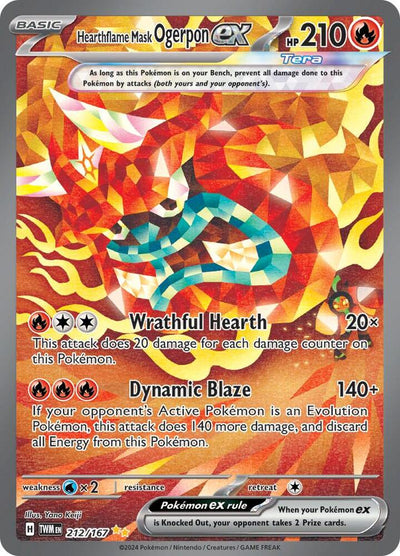 Hearthflame Mask Ogerpon EX 212 - Twilight Masquerade  Full Art