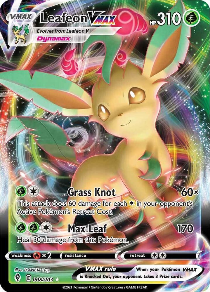 Leafeon VMAX 008/203 - SWSH: Evolving Skies Pokémon kaart kopen - Elite TCG Shop