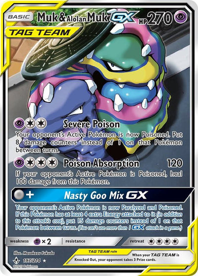 Muk & Alolan Muk GX 197/214 – Unbroken Bonds  Ultra Rare Holo