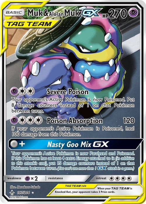 Muk & Alolan Muk GX 197/214 – Unbroken Bonds  Ultra Rare Holo