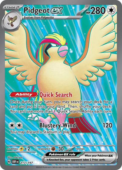 Pidgeot EX 217 - Obsidian Flames Full Art