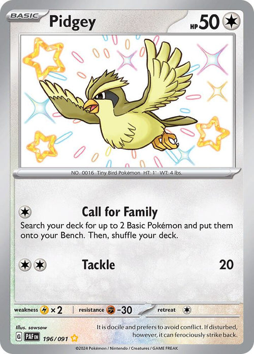 Pidgey 196/091 - Paldean Fates