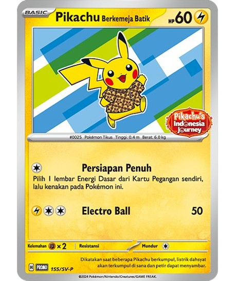 Pikachu Wearing a Batik Shirt (SV - P/ID 155) - Promo Pokémon kaart kopen - Elite TCG Shop