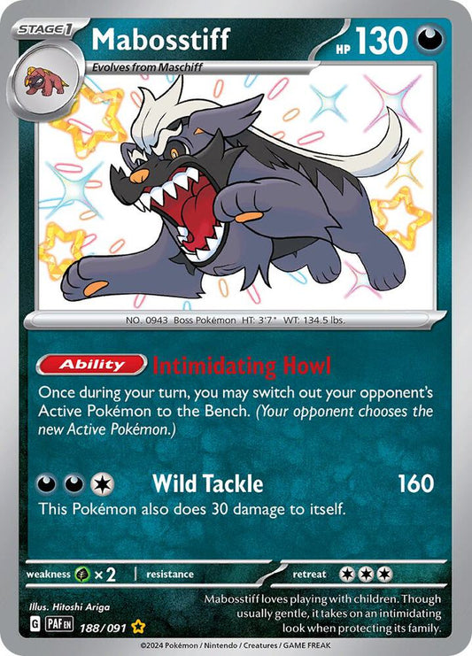 Shiny Mabosstiff 188 - Paldean Fates Pokémon kaart kopen - Elite TCG Shop
