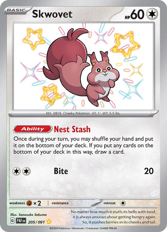 Shiny Skwovet 205 - Paldean Fates Pokémon kaart kopen - Elite TCG Shop