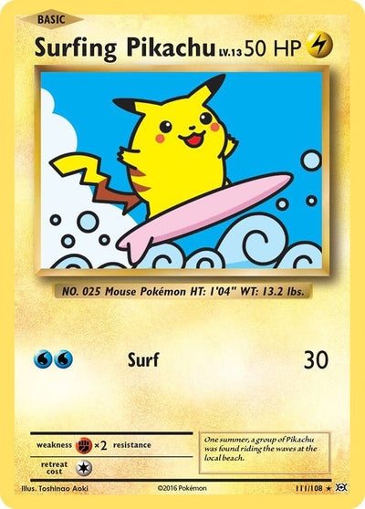 Surfing Pikachu 111/108 – Evolutions Secret Rare